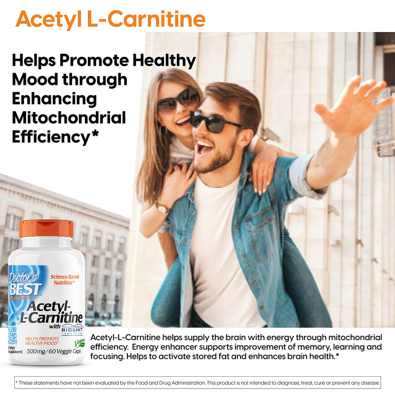 [Australia] - Doctor's Best Acetyl L-Carnitine, Help Boost Energy Production, Support Memory/Focus, Mood, Non-GMO, Vegan, Gluten Free, 120 Count (Pack of 1) (DRB-00152) 120 Count (Pack of 1) 