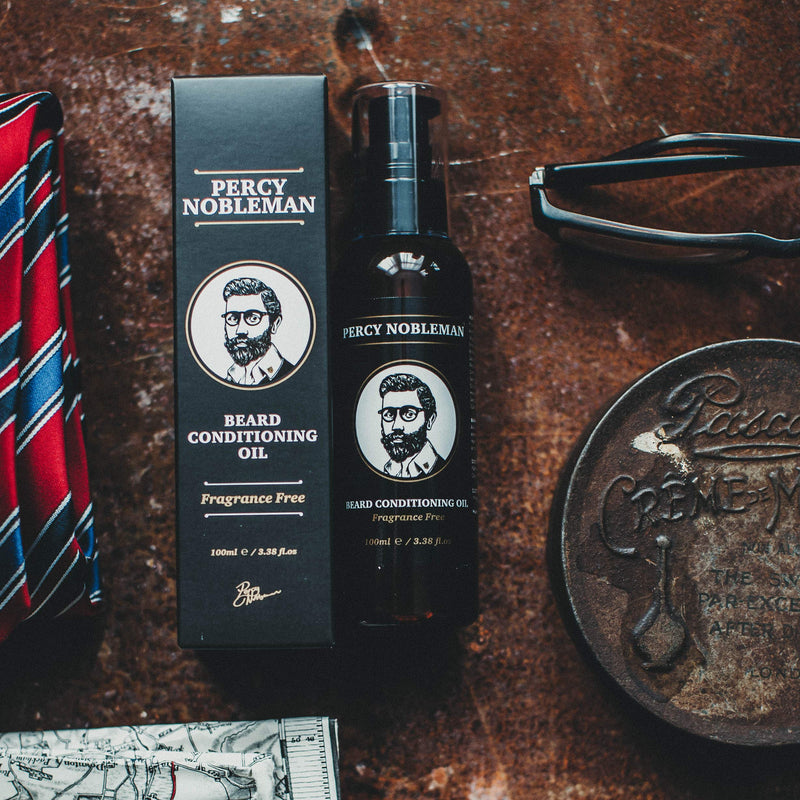 [Australia] - Beard Oil by Percy Nobleman - 99% Naturally Derived Newly Available Signature Scented Blend. Beard Conditioning Oil With a Special Mixture of Quality Ingredients that Softens and Conditions your Facial Hair. (100ml) 