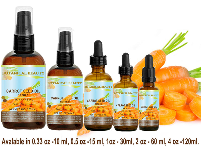 [Australia] - CARROT SEED OIL 100 % Natural Cold Pressed Carrier Oil. 0.33 Fl.oz.- 10 ml. Skin, Body, Hair and Lip Care. "One of the best oils to rejuvenate and regenerate skin tissues.” by Botanical Beauty 