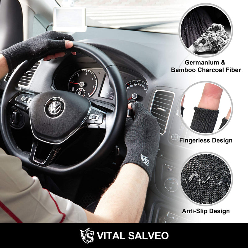 [Australia] - Vital Salveo-Fingerless Compression Arthritis Gloves-Relieve Pain Carpal Tunnel Computer Typing for Men and Women Daily Support (1 Pair)-Dark Grey-S/M Dark Grey Small/Medium (1 Pair) 