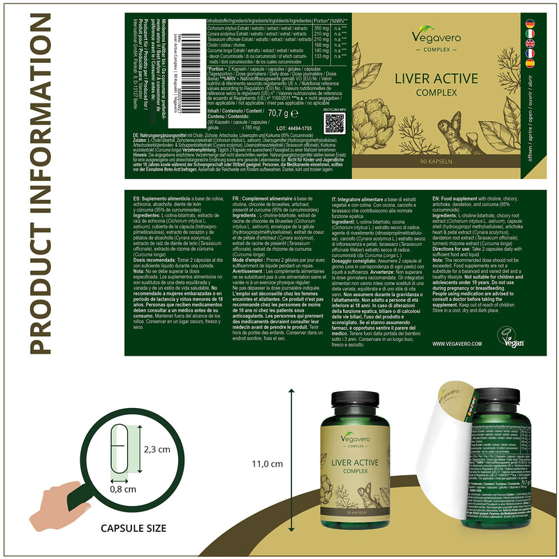 [Australia] - Liver Support Vegavero® | with Artichoke, Tumeric, Chicory & Choline | Natural Cleanse & Detox | NO Additives | 90 Vegan Capsules 