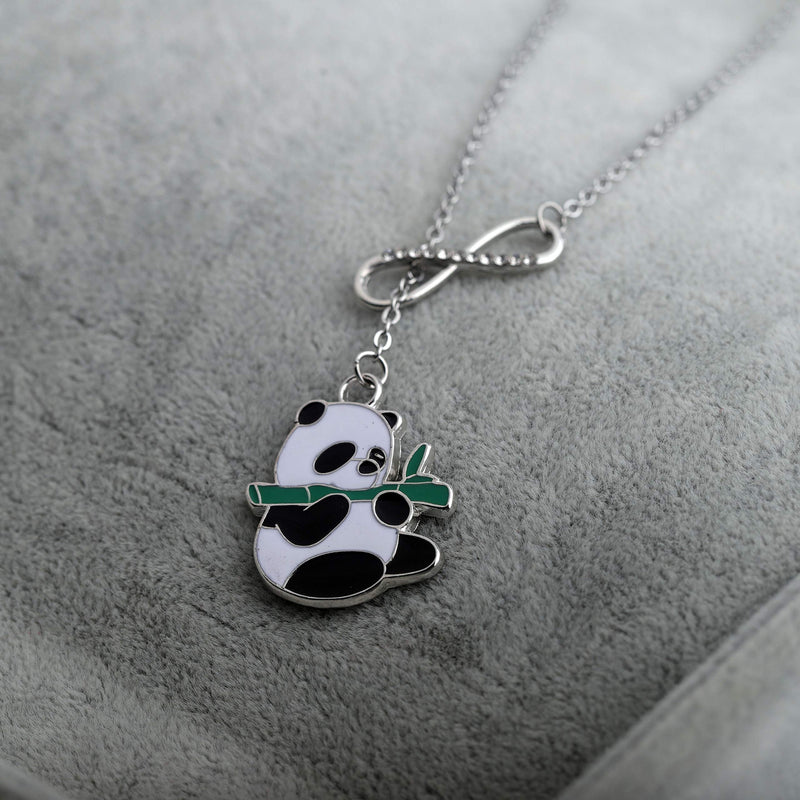 [Australia] - AKTAP Panda Necklace Panda Lover Gifts Infinity Y Necklace Cute Animal Panda Bear Jewelry for Mother's Day Birthday Gift BFF Jewelry 