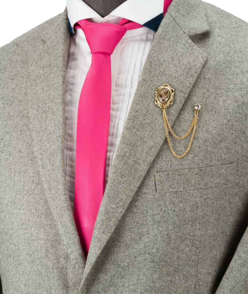 [Australia] - Knighthood Formal Gold Batch and Swarovski with Hanging Chain Brooch Golden 
