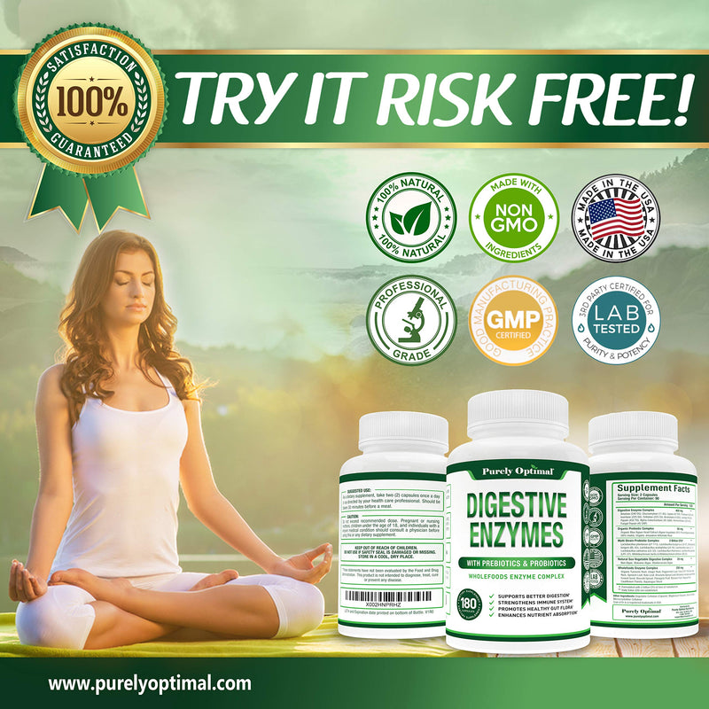 [Australia] - Premium Digestive Enzymes Plus Prebiotics & Probiotics - Digestive Enzyme Supplement for Better Digestion, Immune Support, and Nutrient Absorption - Gas, Constipation & Bloating Relief - 180 Capsules 