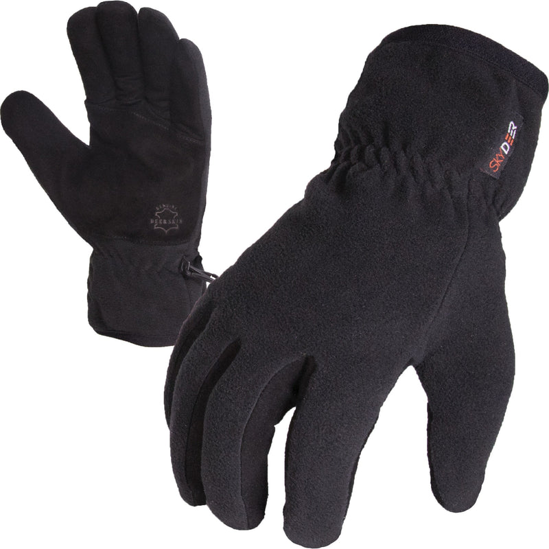 [Australia] - SKYDEER Winter Gloves with Premium Genuine Deerskin Suede Leather and Windproof Polar Fleece (Unisex SD8661T/S, Warm 3M Thinsulate Insulation) Small Black 