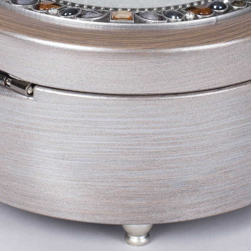 [Australia] - Cottage Garden Friend Today Daughter Forever Brushed Silver Round Jeweled Music Box Plays Tune Wonderful World 