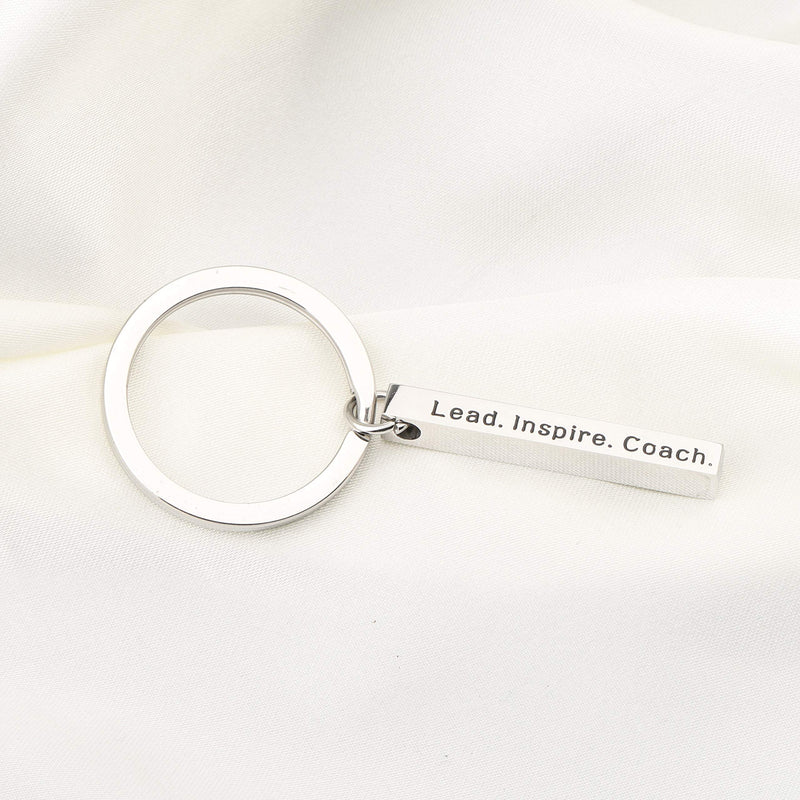 [Australia] - FEELMEM Coach Gift Lead Inspire Coach Keychain Thank You Gift for Cheer/Football/Baseball/Volleyball/Track Coach Sports Gift 4 Sided Vertical Bar 