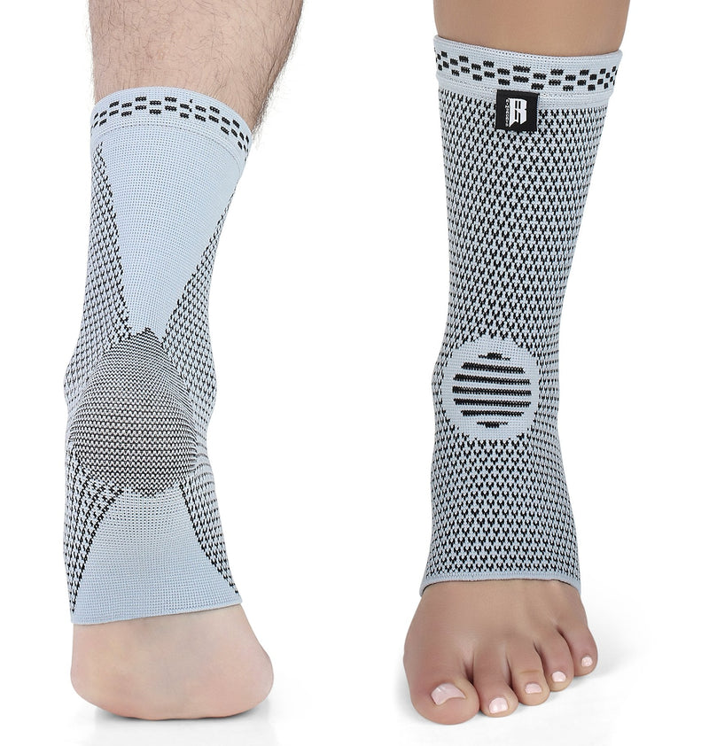 [Australia] - New Premium Compression Socks Ideal Ankle Sleeve For Plantar Fasciitis Best Ankle Brace With Extra Support Recommended Foot Support For Men And Women Superior Compression Support (Pair) Gray M Medium 