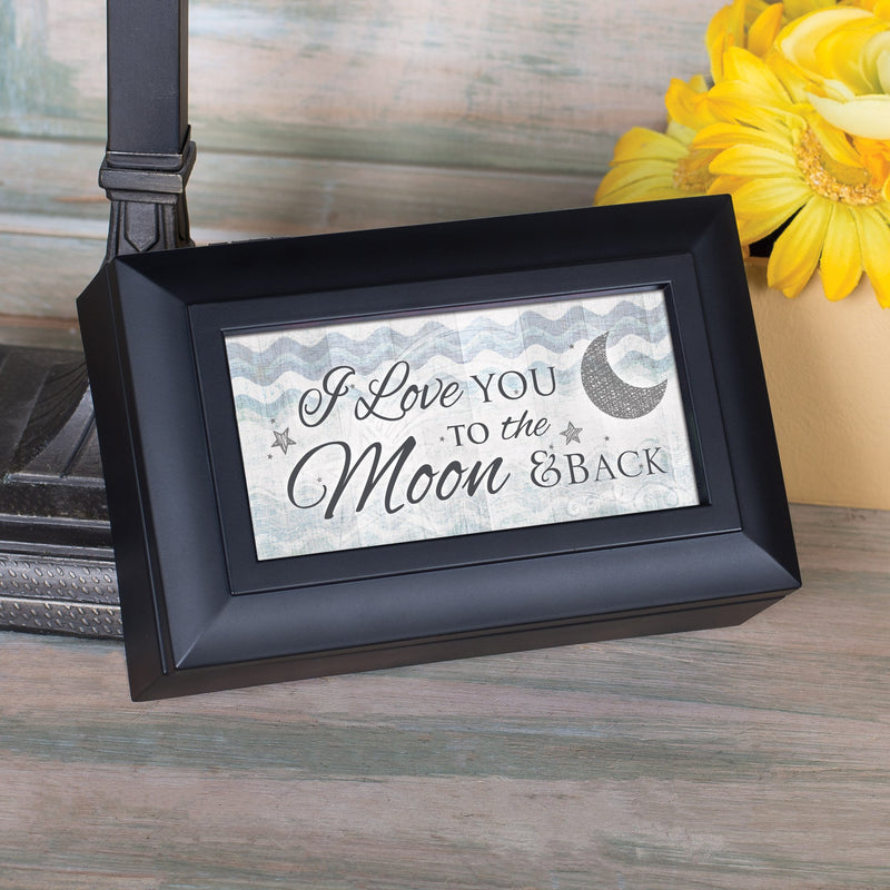 [Australia] - Cottage Garden Love You to The Moon and Back Matte Black Jewelry Music Box Plays Wonderful World 