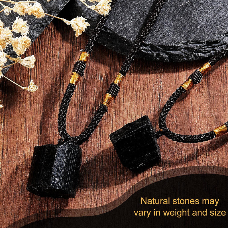 [Australia] - 6 Pieces Natural Black Tourmaline Necklace Tourmaline Amulet Pendant Pillar Pendant Crystal Healing Pendant Necklaces for Women Men 