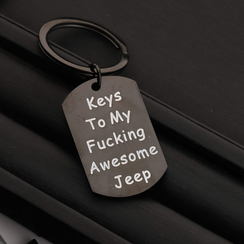 [Australia] - BLEOUK Keys to My Fucking Awesome Car Vintage Car Keychain for Her Him fucking awesome jeep 
