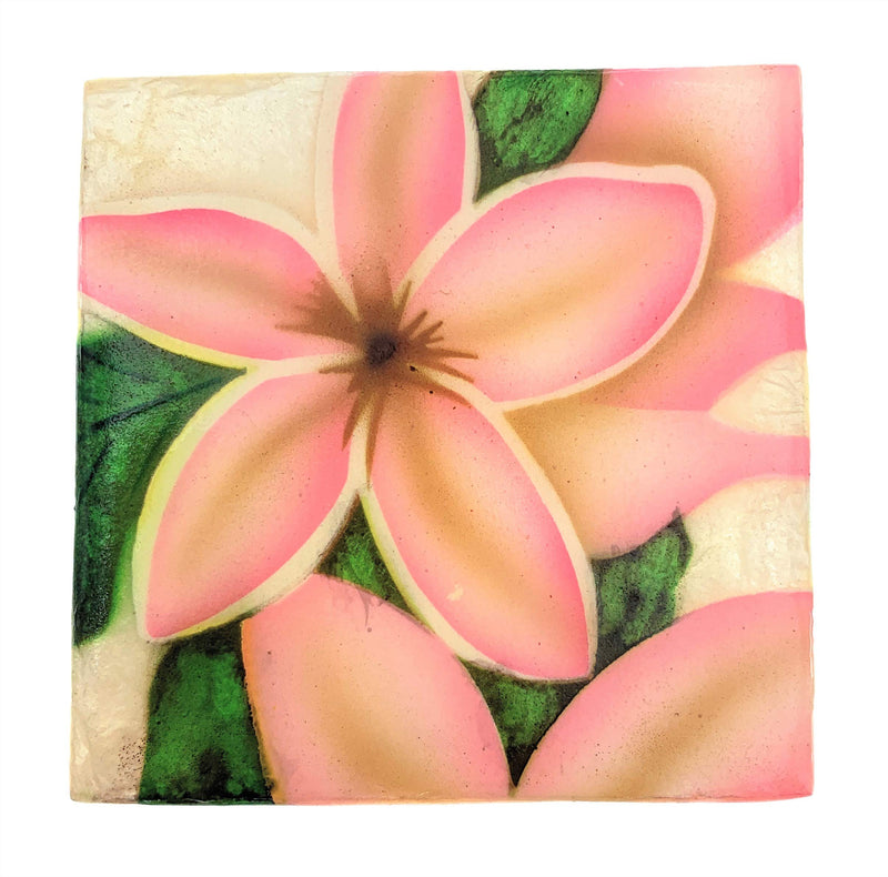 [Australia] - Kubla Craft Pink Plumeria Capiz Shell Keepsake Box, 3 Inches Square 