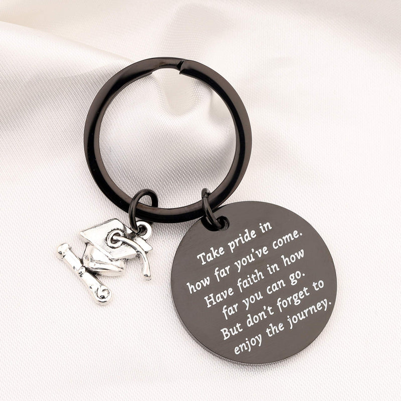 [Australia] - FUSTMW Graduation Keychain Gifts Inspirational Graduates Gifts Take Pride in How Far You Have Come Class of 2020 Graduation Gifts Black 