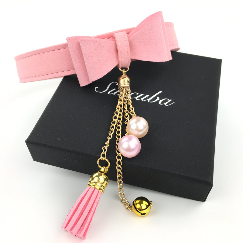 [Australia] - Bell Choker Collar Necklace Lolita Bow Collar Cat Kitty Velvet Necklace A 