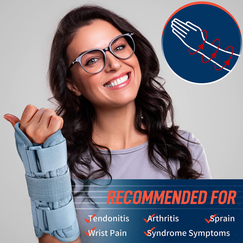 [Australia] - Wrist Brace Carpal Tunnel for Women Men, Adjustable Night Sleep Support Brace with Splints Left Hand, Large/X-Large Large/X-Large (Pack of 1) 