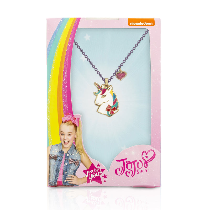 [Australia] - Jojo Siwa Unicorn with Heart Charm Pendant Necklace, 16"+3", Multi, Medium (NH00674YL-16) 