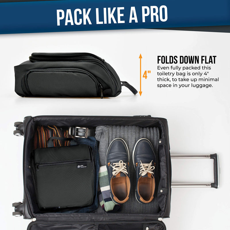 [Australia] - Hanging Travel Toiletry Bag for Men and Women – Large Cosmetics, Makeup and Toiletries Organizer Kit with 19 Compartments, YKK Zippers, XXL Metal Swivel Hook, Water-Resistant Nylon Black 