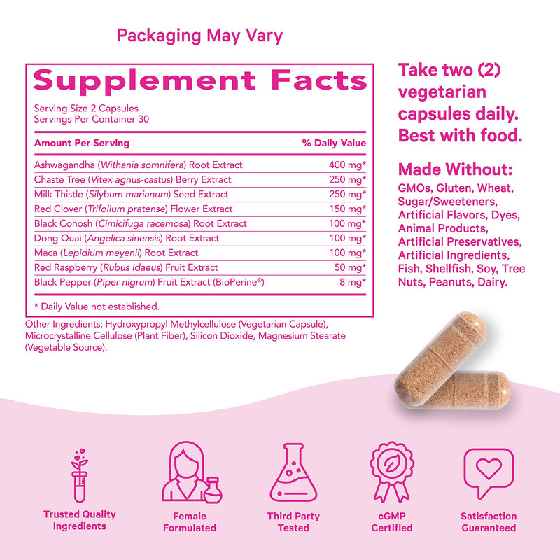 [Australia] - Pink Stork Menopause Supplement: Menopause Relief, Ashwagandha to Support Estrogen Levels, Black Cohosh for Hot Flashes, Supports Weight Loss, + Hormonal Balance for Women, Women-Owned, 60 Capsules 