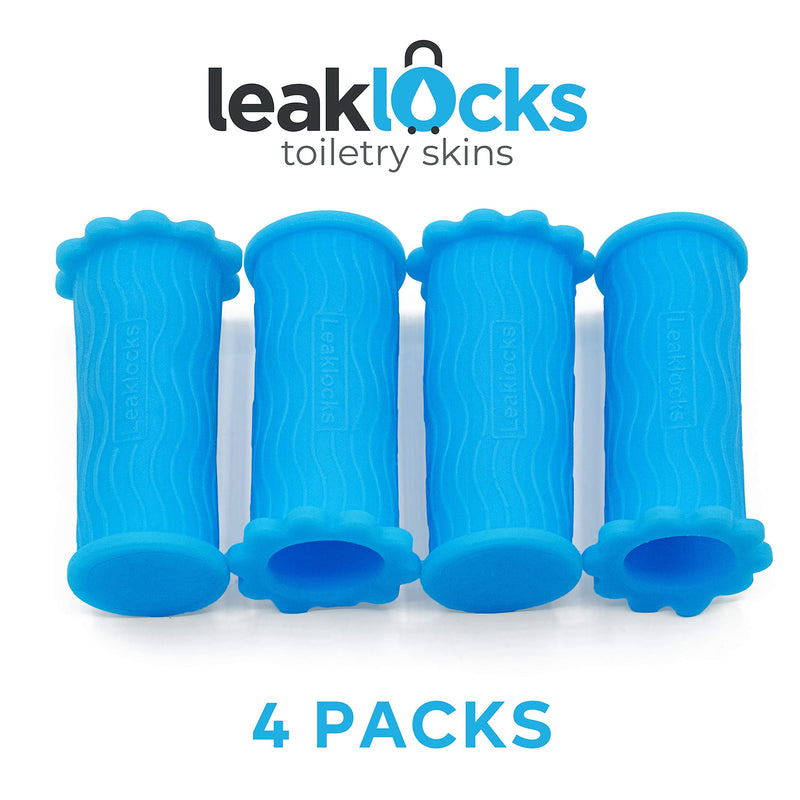 [Australia] - Leak Locks: 4 Pack Toiletry Skins for Leak Proofing Travel Containers in Luggage. Protects Standard and Travel Sized Toiletries. Reusable Accessory for Travel Bag, Suitcase and Carry On Luggage. 