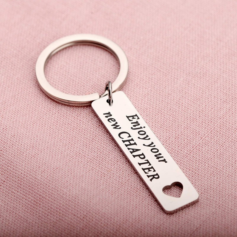 [Australia] - SEIRAA Bookworm Gift Enjoy Your New Chapter Keychain Retirement Gift New Beginnings Jewelry Librarian Teacher Gift 