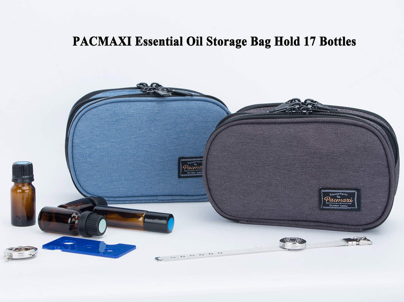 [Australia] - Essential Oil Storage with Clear Accessories Pocket - Essential Oil Carrying Case Holds 12 Bottle 5ml-15ml Vials and 5 Roller Bottles - Three-Layers Essential Oil Organizer Bag with Hook (Grey) Grey 