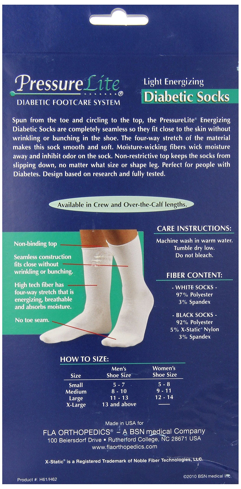[Australia] - Activa Pressure Lite Light Energizing Diabetic Crew Socks, White, Medium 