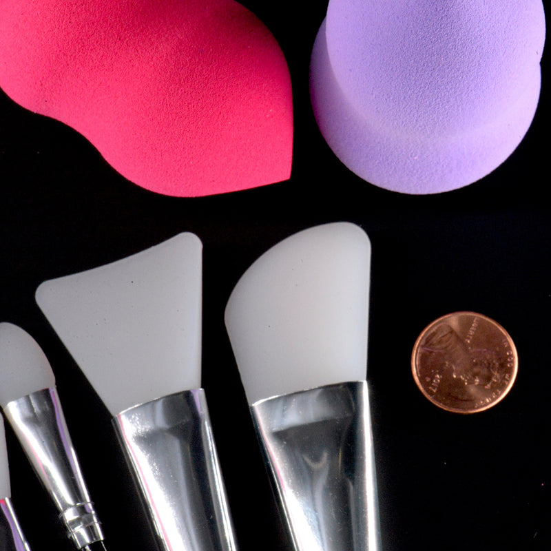 [Australia] - REBEL METTLE Makeup Set [12 Pack] - Premium Silicone Brushes (6), and Gel Sponges (3) / Powder Foam Teardrops (3) 