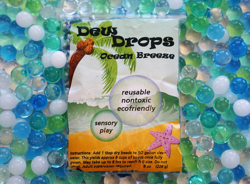 [Australia] - Water Beads Ocean Breeze (8oz Bag Thousands of Beads) 5 Colors - Dew Drops A Tactile Sensory Beads Experience - 