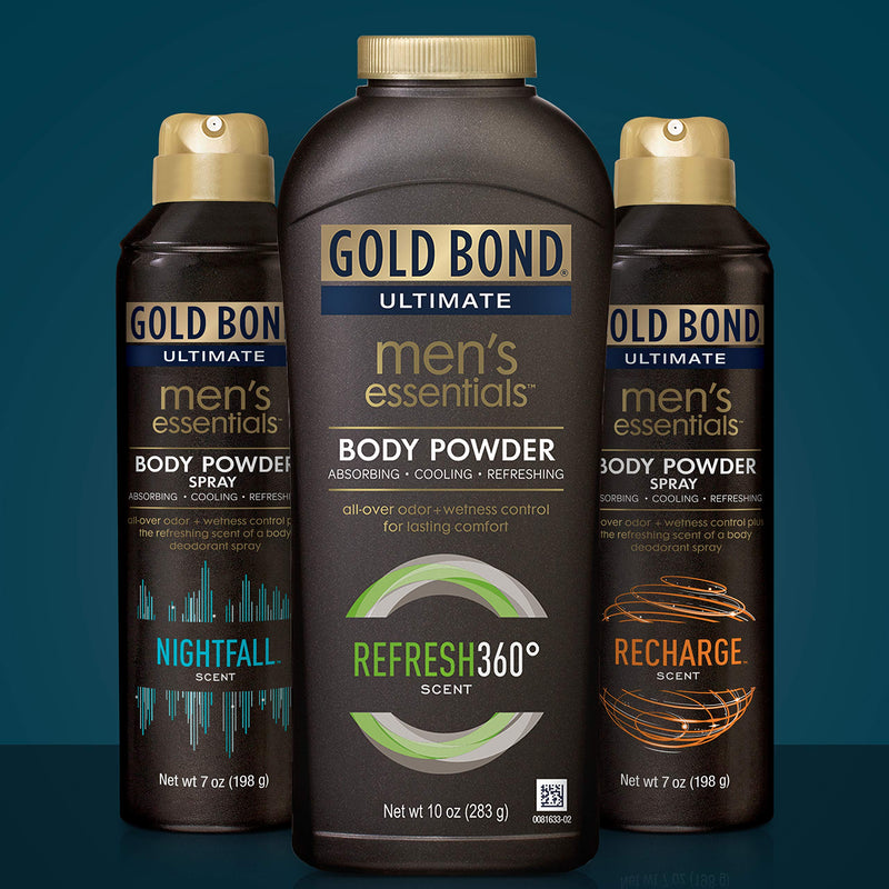 [Australia] - Gold Bond Ultimate Men's Essentials Body Powder Spray 7 oz. Nightfall Scent Odor + Wetness Protection Talc 