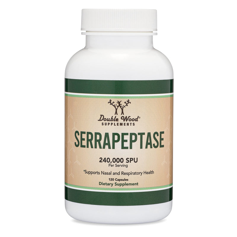 [Australia] - Serrapeptase 240,000 SPU Max Potency (120 Vegan Capsules) Proteolytic Enzyme for Sinus, Respiratory and Joint Health (Manufactured and Tested in The USA) by Double Wood Supplements 