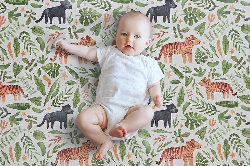 [Australia] - Little Malio Splash Mat for Under Highchair - Large 51” Non Slip Waterproof Washable Splat Mat - for Baby/Toddler High Chair Weaning, Messy Arts Crafts & Play Sessions - Easy Clean (Jungle) 