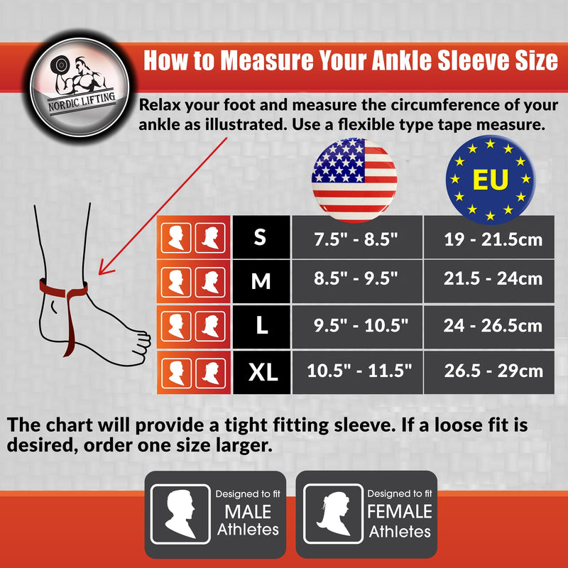 [Australia] - Nordic Lifting Ankle Compression Sleeves (1 Pair) - Support for Injury Recovery & Prevention - (Grey, X-Large) 