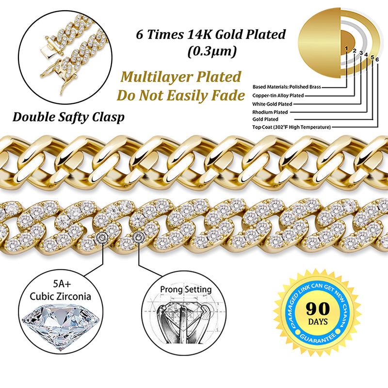 [Australia] - TOPGRILLZ 8mm Cuban Link Anklets Bracelet for Women 6 Times 14K Gold Plated Fashion Foot Jewelry Gift … 9.0 Inches 