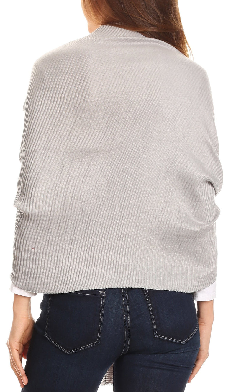 [Australia] - Sakkas Cara Pleated Crinkle Soft and Warm Shawl/Wrap/Stole One Size Light Grey 