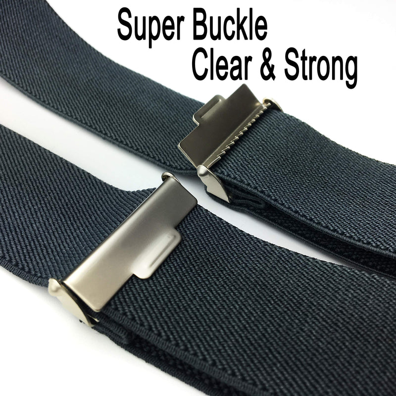 [Australia] - Men's X-Back 1.4 Inches Wide Heavy Duty Clips Adjustable Suspenders Denim-blue 