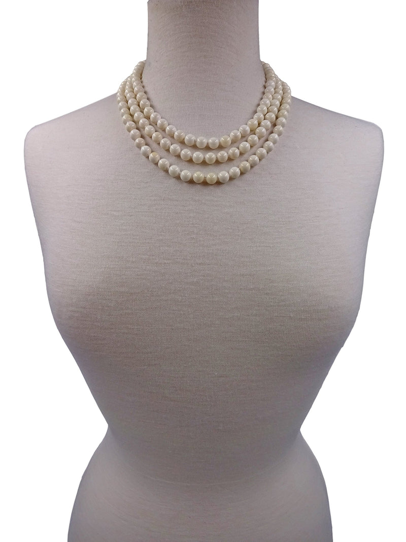 [Australia] - MGR MY GEMS ROCK! 60 Inch 8MM Genuine Mother of Pearl Endless Infinity Multi-Layer of Long Beaded Strand Necklace. Creamy white 