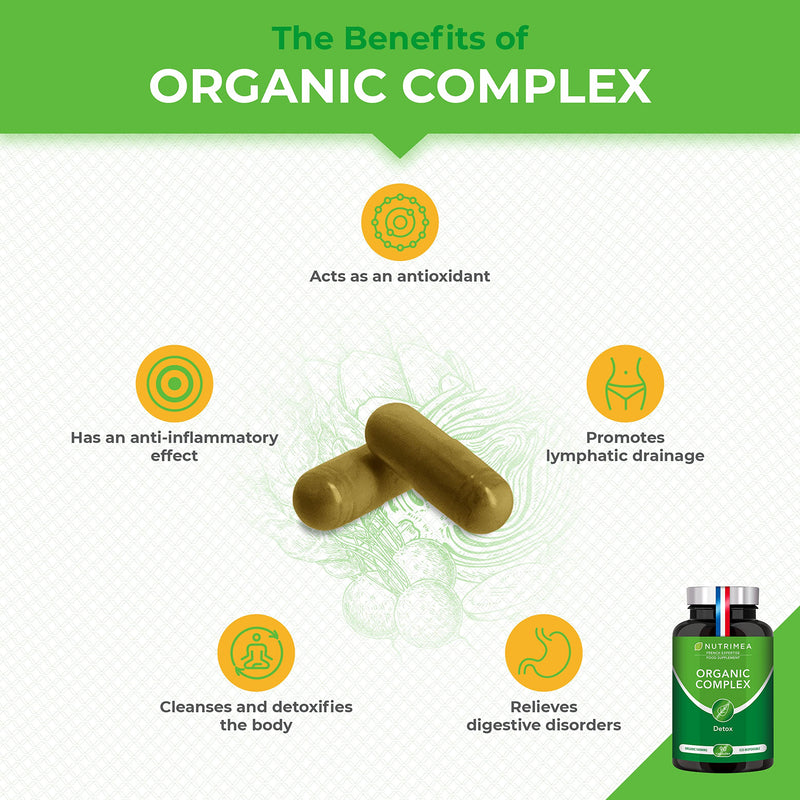 [Australia] - Organic Complex | Detox Supplement: Liver, Intestine & Colon | 100% Natural | Artichoke, Black Radish, Turmeric | Naturally Eliminates Toxins | High Dosage | 90 Vegetarian Capsules | French Expertise New 