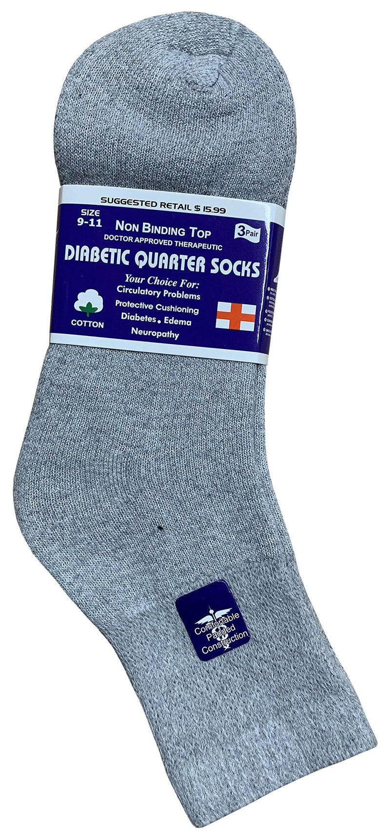 [Australia] - Yacht & Smith 12 Pairs Value Pack of Men and Women Diabetic Nephropathy and Edema Ankle, Ring Spun Cotton Socks Gray 9-11 