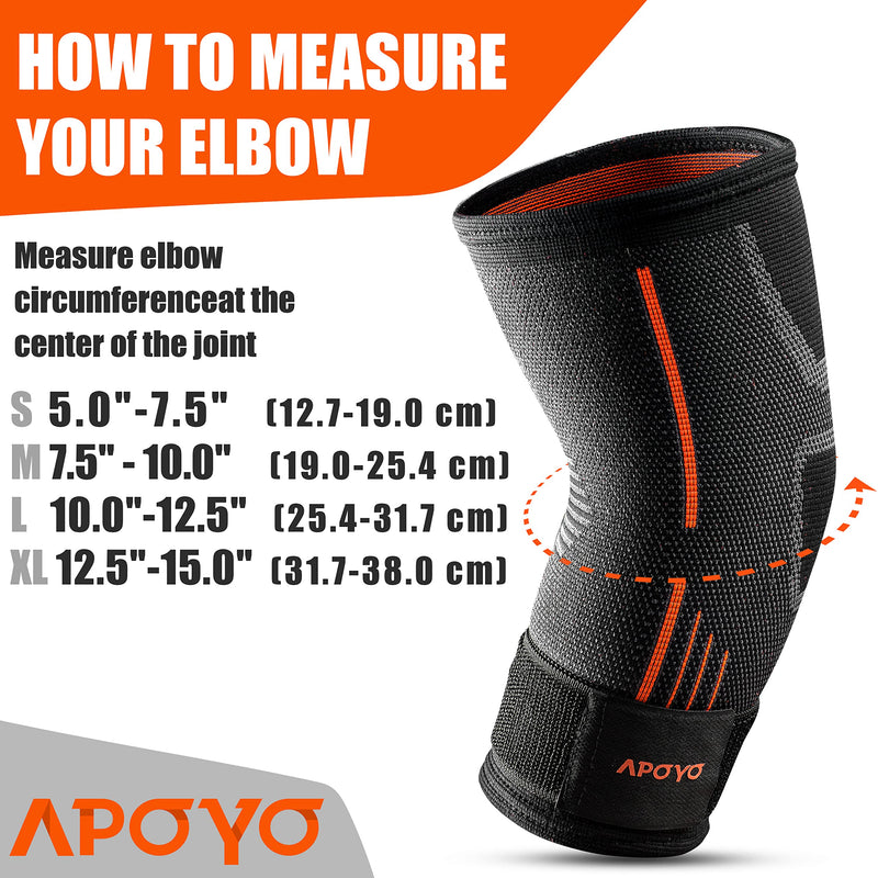 [Australia] - APOYO Elbow Brace for Tendonitis and Tennis Elbow, Elbow Compression Sleeve, Tennis Elbow Brace for Men and Women, Golfer Elbow Treatment, With Adjustable Strap for Weightlifting, Arthritis, Workouts, Reduce Joint Pain During Fitness Activity (Large) 