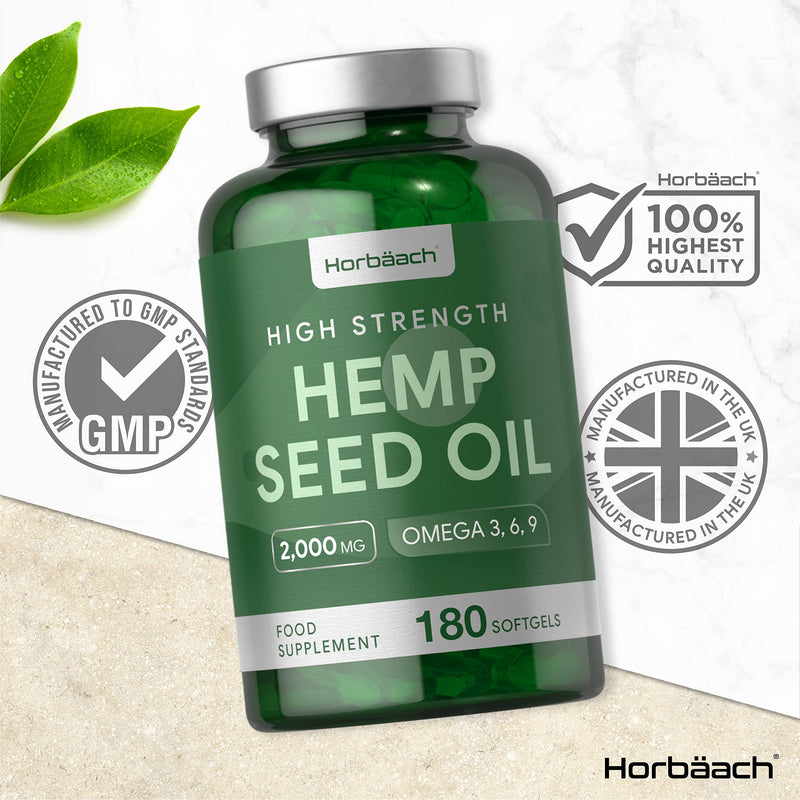 [Australia] - Hemp Seed Oil Capsules 2000mg | 180 Softgels | High Strength Supplement | by Horbaach 