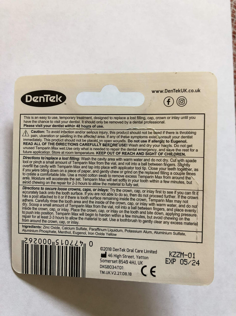 [Australia] - DenTek Temparin Max Repair Kit for Lost Fillings, Caps & Crowns 12+ Repairs 