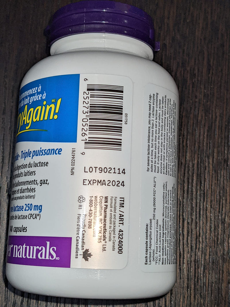 [Australia] - Webber Naturals Lactase Enzyme Extra Strength 140 Capsules 
