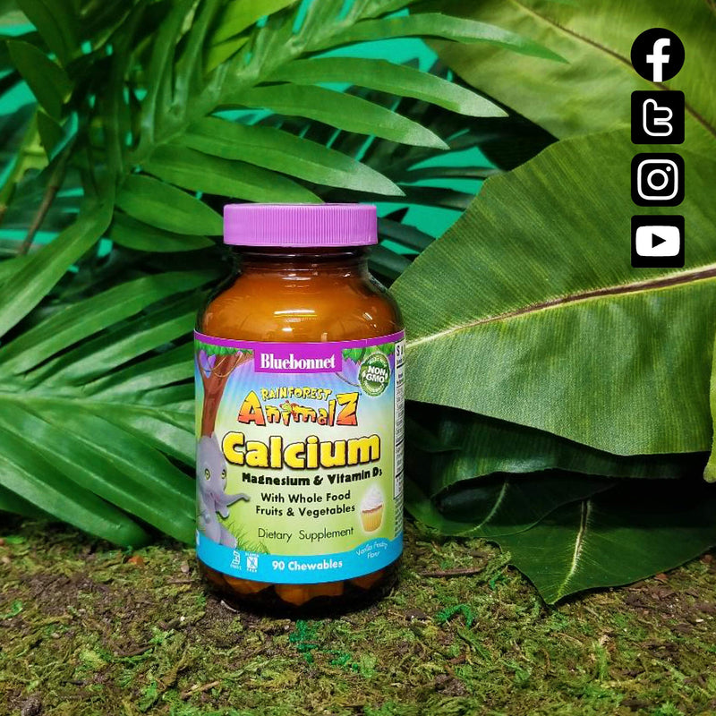 [Australia] - BlueBonnet Super Earth Rainforest Animalz Calcium Magnesium And Vitamin D3 Chews, Natural Vanilla Frosting, White, 90 Count 90 Count (Pack of 1) 