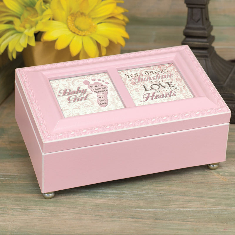 [Australia] - Cottage Garden Baby Girl Distressed Pink Petite Music Box/Jewelry Box Plays Brahms Lullaby 