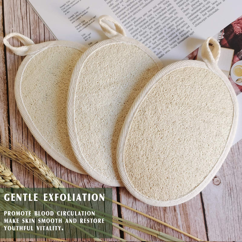 [Australia] - Natural Loofah Sponge Exfoliating(3 packs),Made with Eco-Friendly and Biodegradable Shower Luffa Sponge, Loofah for Women and Men, Beige 