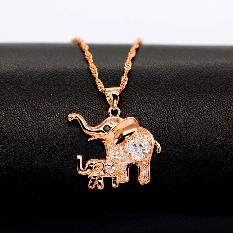 [Australia] - Uloveido Mom Love Baby Elephant Pendant Necklace Fashion Women Good Luck Jewelry Necklace for Mom Daughter Y484 Rosegold 