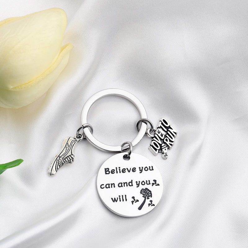 [Australia] - FUSTMW Running Gift Runner Keychain Cross Country Track Marathon Jewelry Gifts Believe You Can and You Will silver 