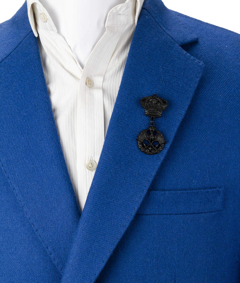 [Australia] - Knighthood Matte Black Crown with Hanging Crowned Eagle Victory Lapel Pin/Brooch 