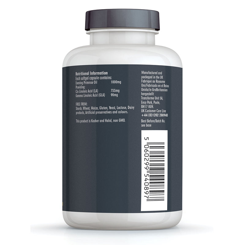 [Australia] - Evening Primrose Oil 1000mg, 180 Softgels, High Strength, Cold Pressed for Max Potency and Benefit, High in Omega 6 and Gamma Linolenic Acid GLA, Made in The UK, by Transforme 