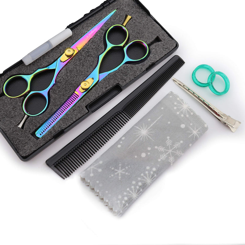 [Australia] - Haryali London Multi Professional 6 Inch Hairdressing Barber Scissors Set Thinning Texturing Hairdresser Hair Cutting Shears with Comb, Oil Bottle, Cloth and Hair Clipper Comes in Black Box 